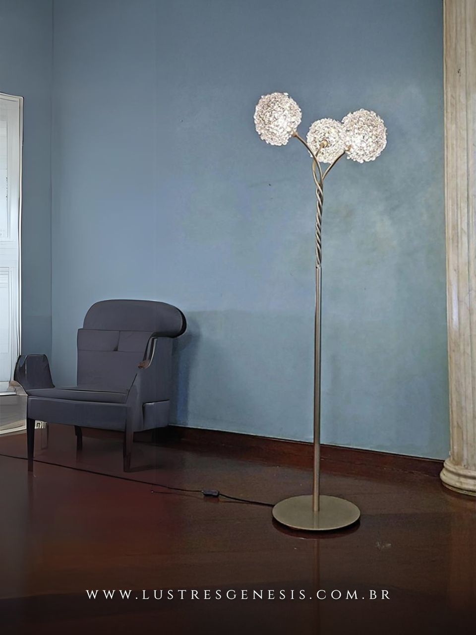 Coluna com Globos Leitosos Radeke Dourado